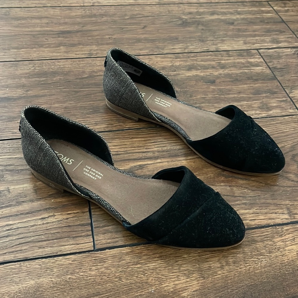 Toms Shoes | Toms Jutti D’Orsay Flat Black Suede & Gold Glitter | Size US 6.5